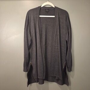 Worthington Open Front Knit Cardigan Side Zippers, Women's Size XXL, Dark Gray